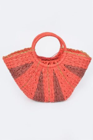Two-Tone Straw Tote Bag – Structured Beach Tote