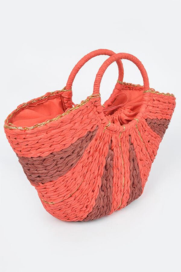 Two-Tone Straw Tote Bag – Structured Beach Tote
