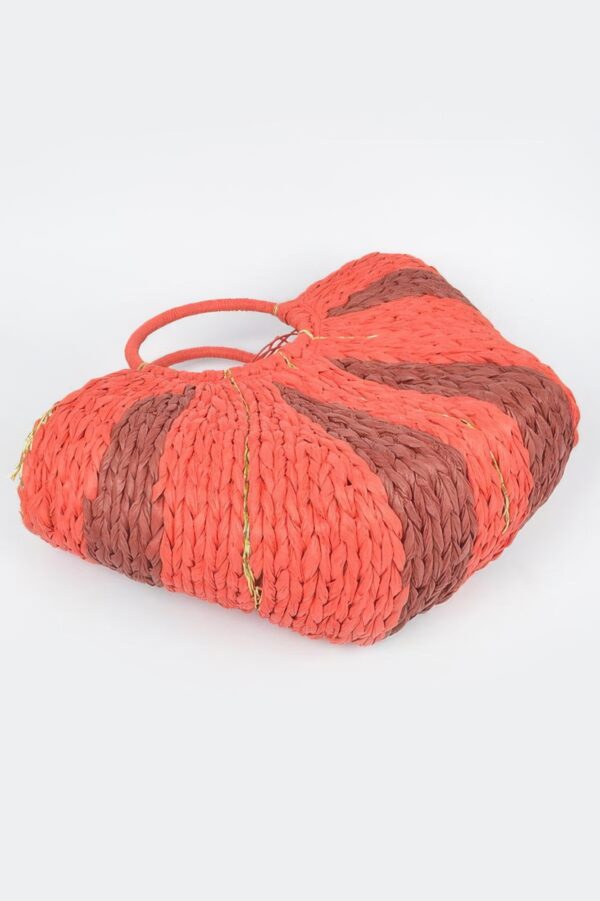 Two-Tone Straw Tote Bag – Structured Beach Tote