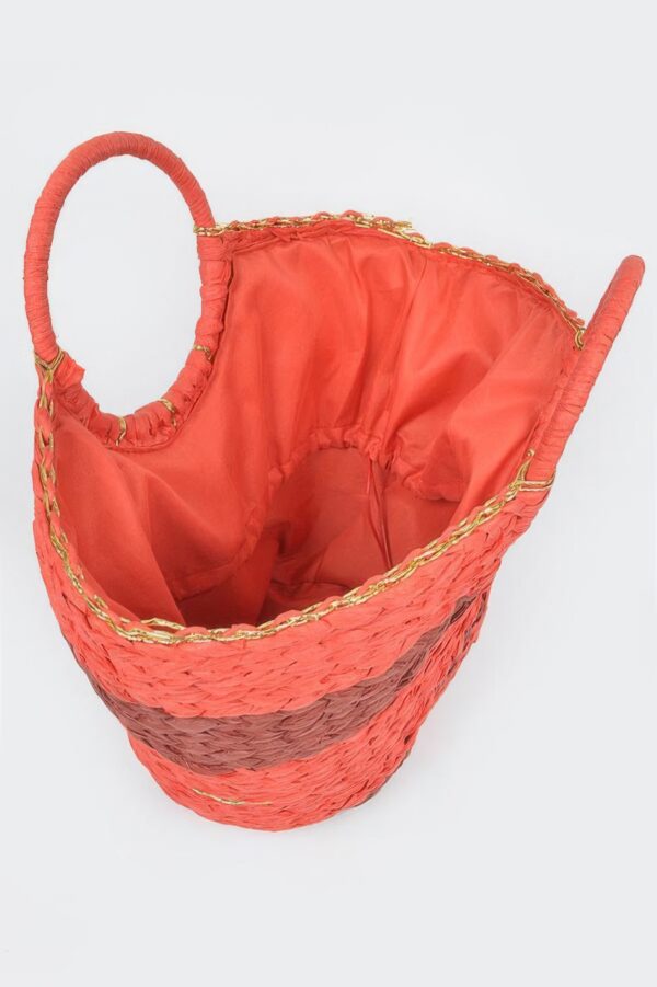 Two-Tone Straw Tote Bag – Structured Beach Tote