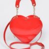 Enamel Heart-Shaped Crossbody Bag – Glossy Heart Silhouette
