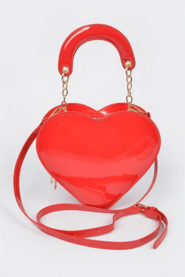 Enamel Heart-Shaped Crossbody Bag – Glossy Heart Silhouette
