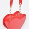Enamel Heart-Shaped Crossbody Bag – Glossy Heart Silhouette
