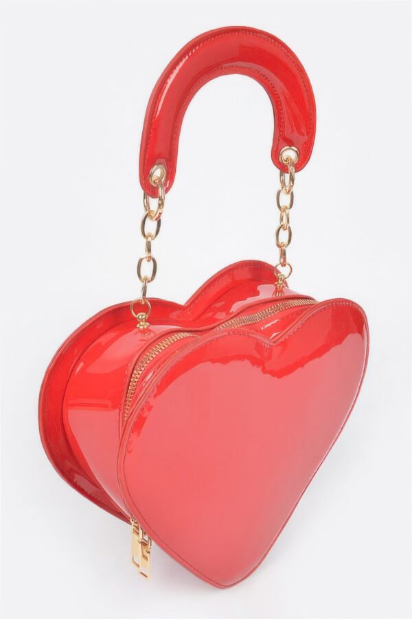 Enamel Heart-Shaped Crossbody Bag – Glossy Heart Silhouette