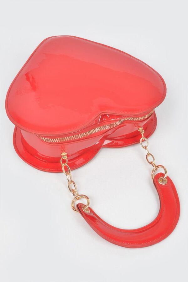 Enamel Heart-Shaped Crossbody Bag – Glossy Heart Silhouette