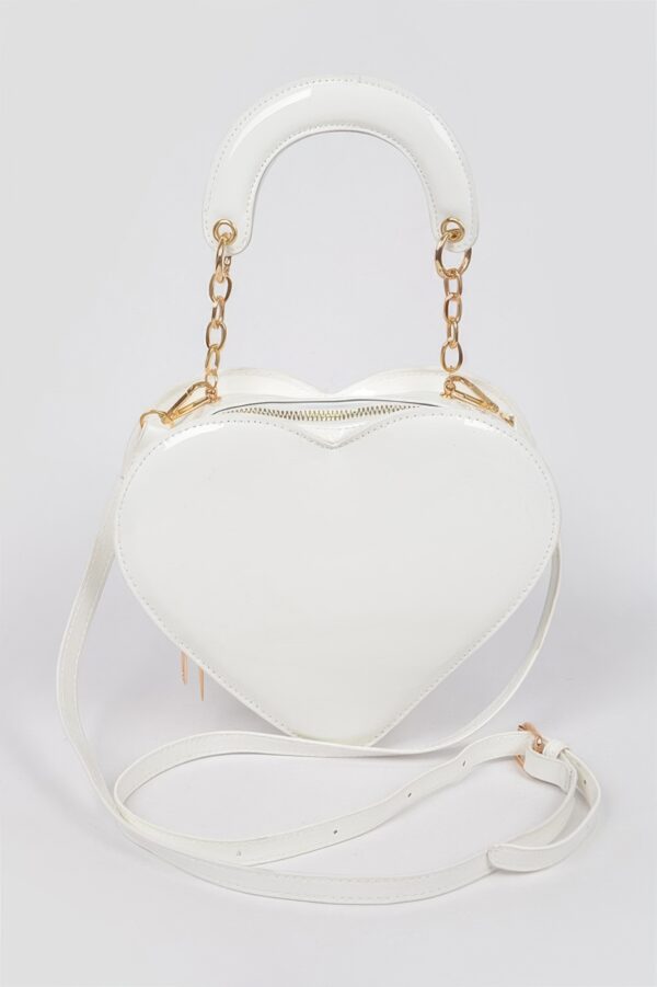 Enamel Heart-Shaped Crossbody Bag – Glossy Heart Silhouette
