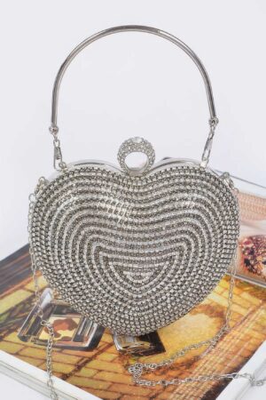 Rhinestone Heart-Shaped Party Clutch