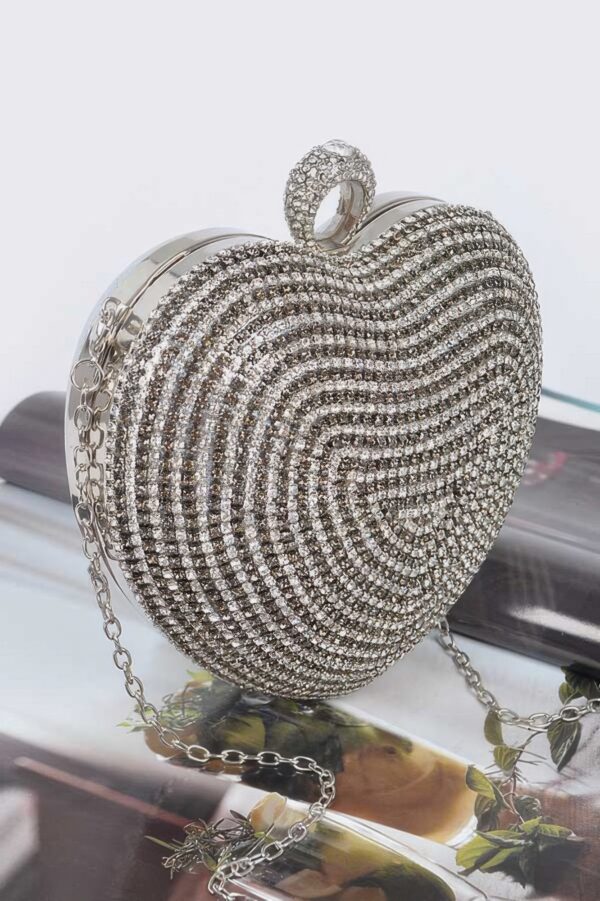 Rhinestone Heart-Shaped Party Clutch