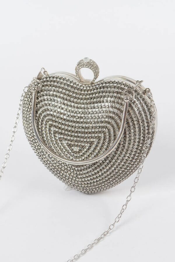 Rhinestone Heart-Shaped Party Clutch