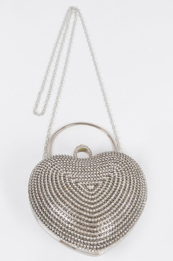 Rhinestone Heart-Shaped Party Clutch