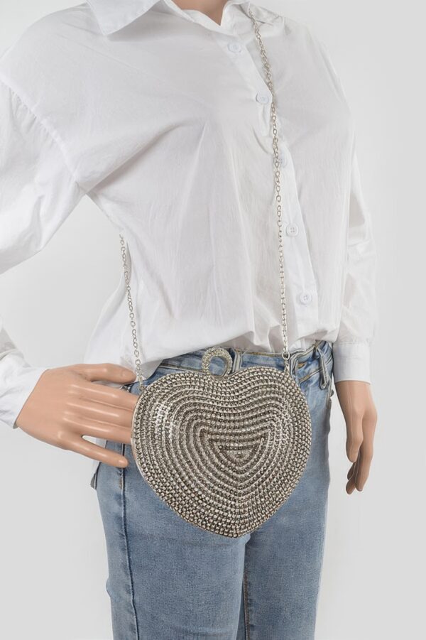Rhinestone Heart-Shaped Party Clutch