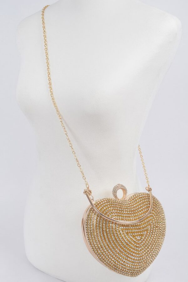 Rhinestone Heart-Shaped Party Clutch