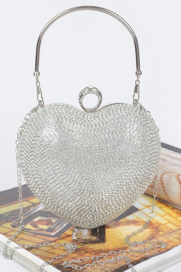 Rhinestone Heart-Shaped Party Clutch