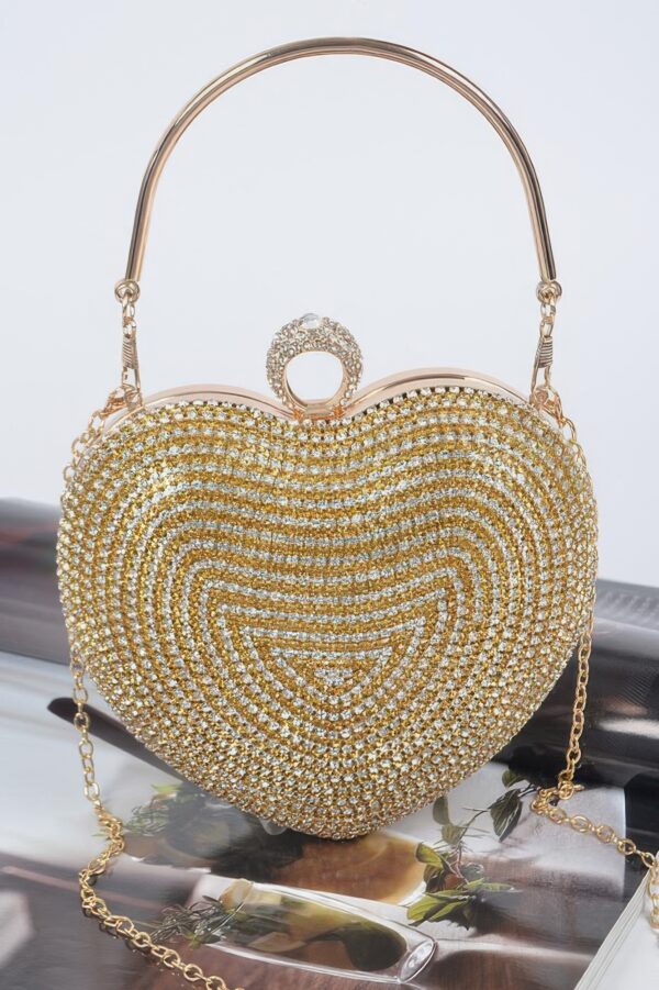 Rhinestone Heart-Shaped Party Clutch