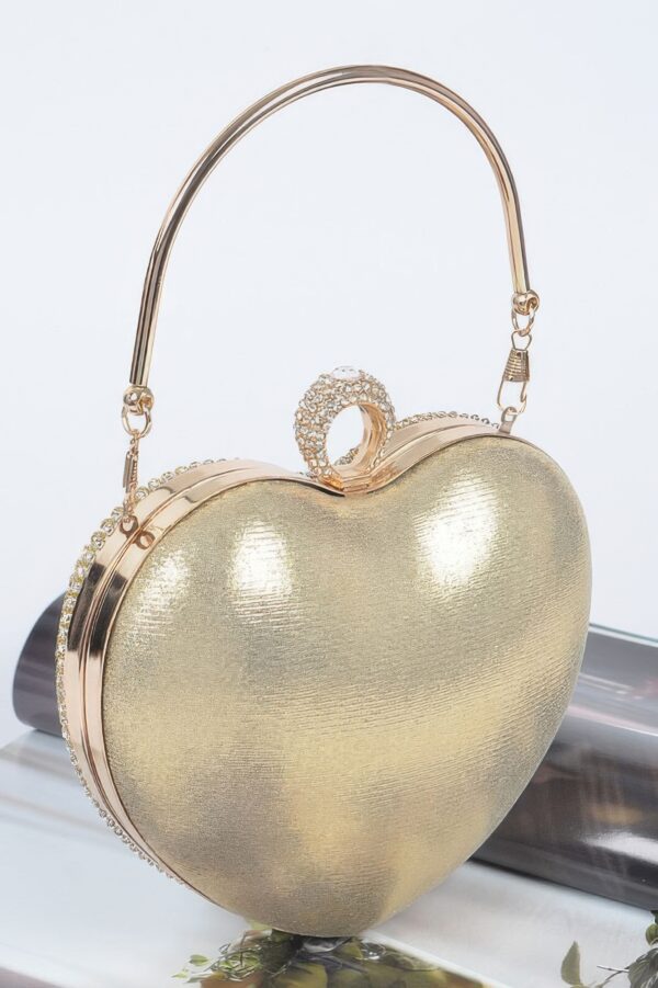 Rhinestone Heart-Shaped Party Clutch