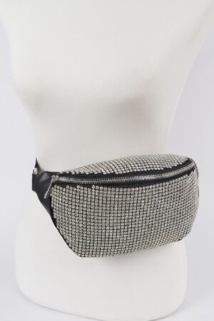 Rhinestone Mesh Fanny Pack – Straw Waist Bag