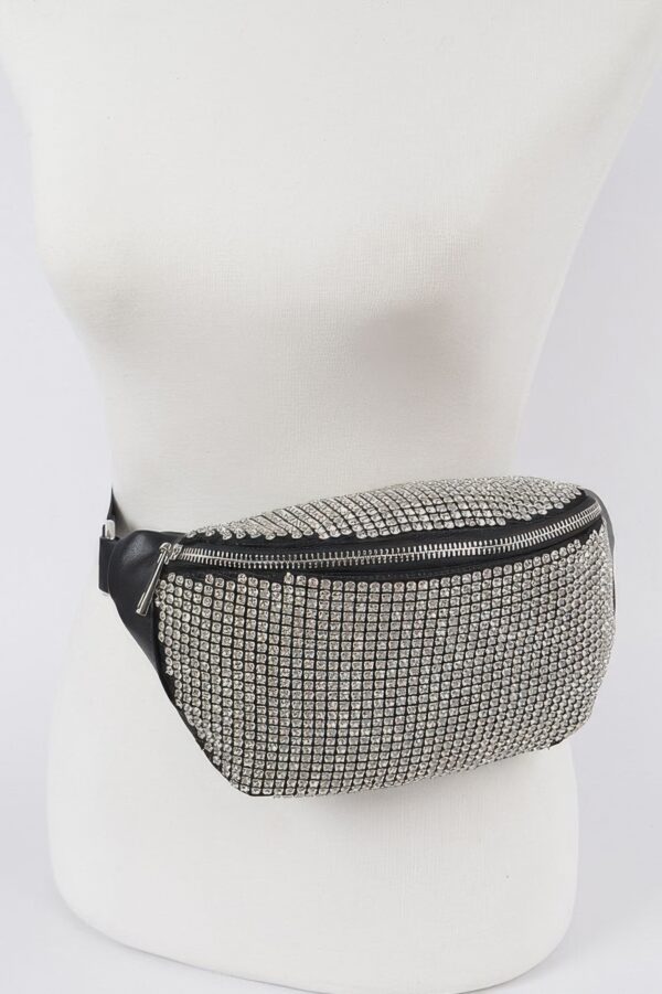 Rhinestone Mesh Fanny Pack – Straw Waist Bag
