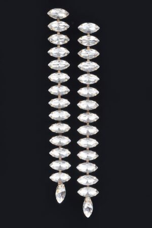 Long Stringed Gem Drop Earrings – Elongated Sparkle