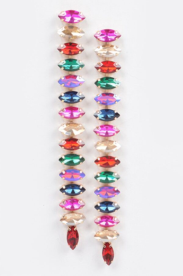 Long Stringed Gem Drop Earrings – Elongated Sparkle