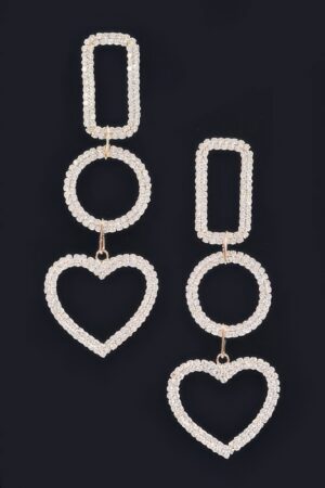 Rhinestone Dangle Earrings – Multi-Shape Layered Design
