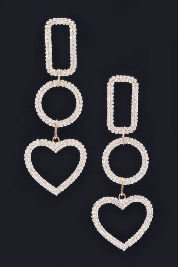 Rhinestone Dangle Earrings – Multi-Shape Layered Design