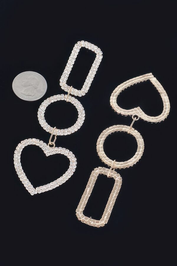 Rhinestone Dangle Earrings – Multi-Shape Layered Design