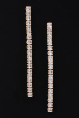 Rhinestone Drop Earrings – Slim Elongated Sparkle