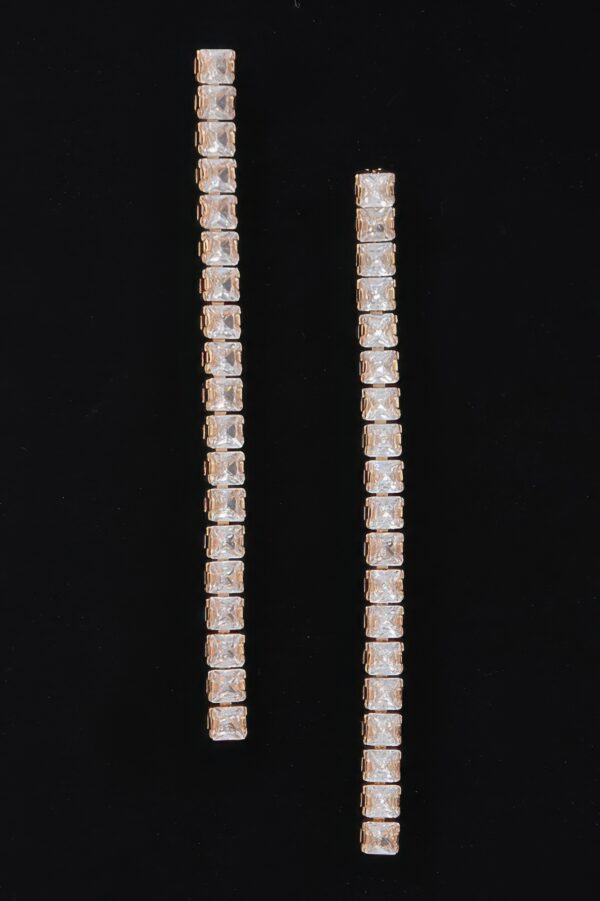 Rhinestone Drop Earrings – Slim Elongated Sparkle