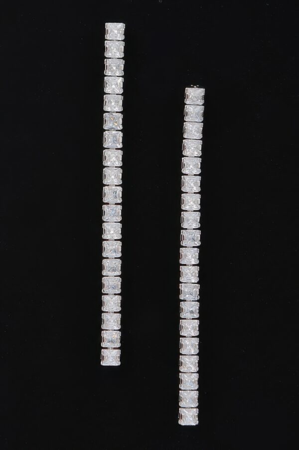 Rhinestone Drop Earrings – Slim Elongated Sparkle