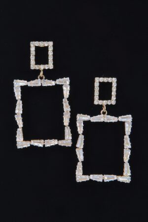 Multi Rhinestone Dangle Earrings – Polished Layered Drop