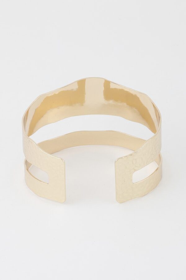 Double Hammered Open Cuff Bracelet – Textured Finish