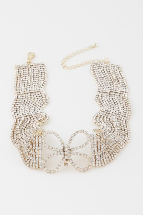 Butterfly Choker Necklace with Jeweled Accent