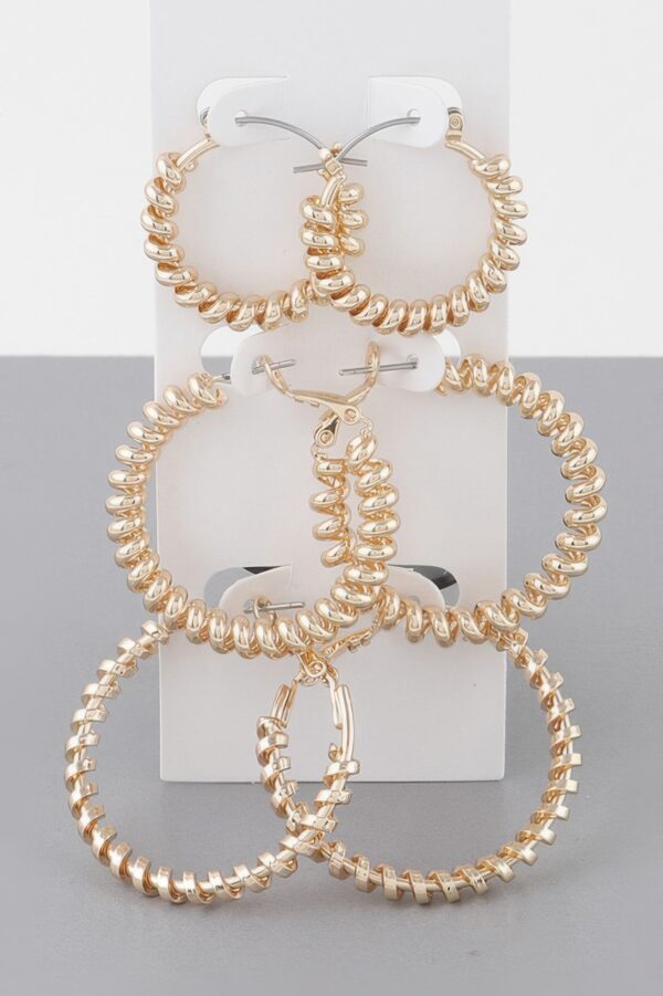Multi-Wrapped Hoop Earrings Set – Layered Texture