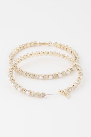 Jewel-Accented Hoop Earrings – Oversized 3.2 in