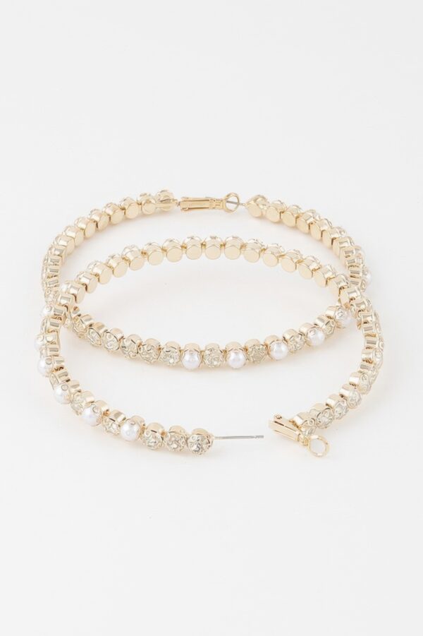 Jewel-Accented Hoop Earrings – Oversized 3.2 in