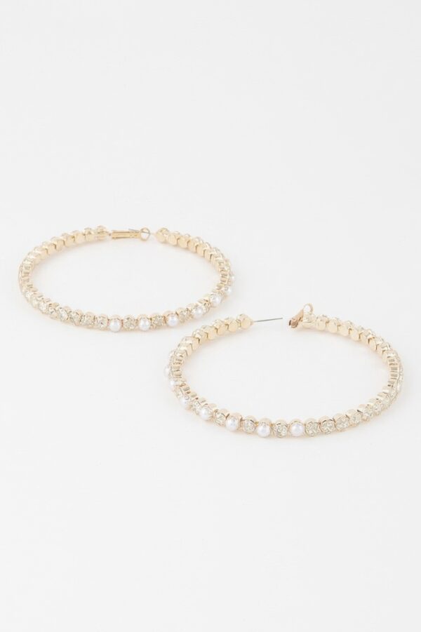 Jewel-Accented Hoop Earrings – Oversized 3.2 in