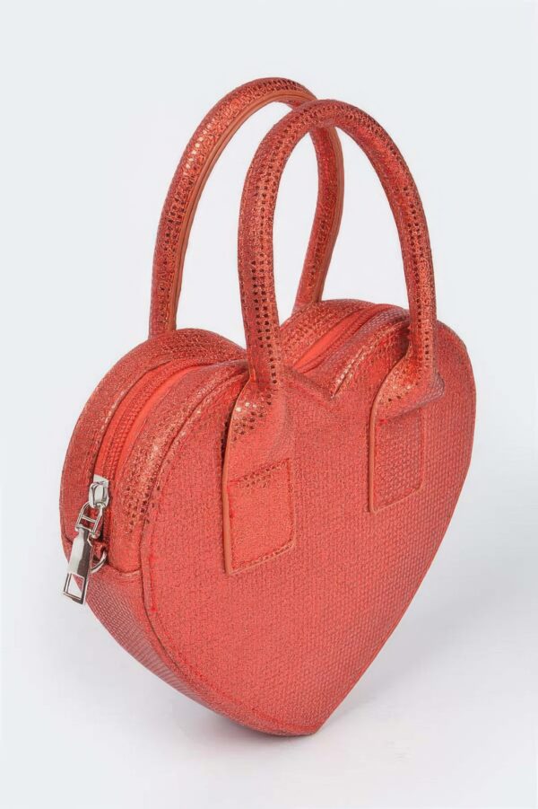 Metallic Heart Crossbody Bag – Structured Shine