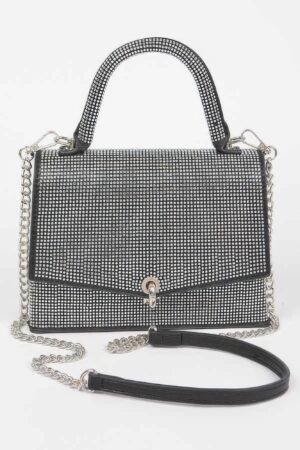 Hotfix Rhinestone Clutch – Structured Polyurethane Evening Bag