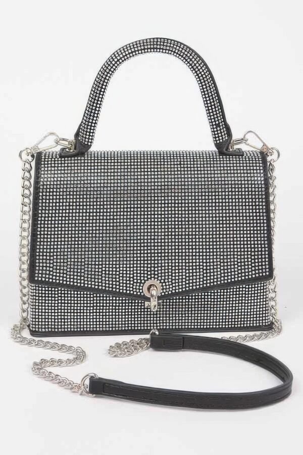 Hotfix Rhinestone Clutch – Structured Polyurethane Evening Bag