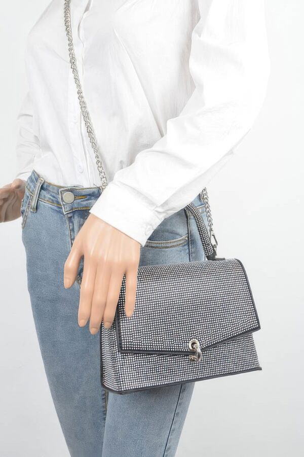 Hotfix Rhinestone Clutch – Structured Polyurethane Evening Bag