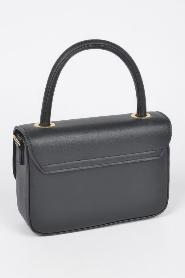 Vegan Top Handle Bag – Structured PU with Mixed Metal