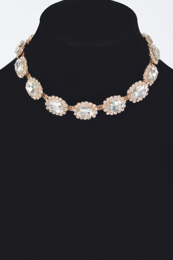 Rhinestone Oval Pendant Necklace – 17-inch