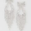 Rhinestone Ribbon Drop Earrings – Elongated Drop