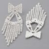 Rhinestone Ribbon Drop Earrings – Elongated Drop