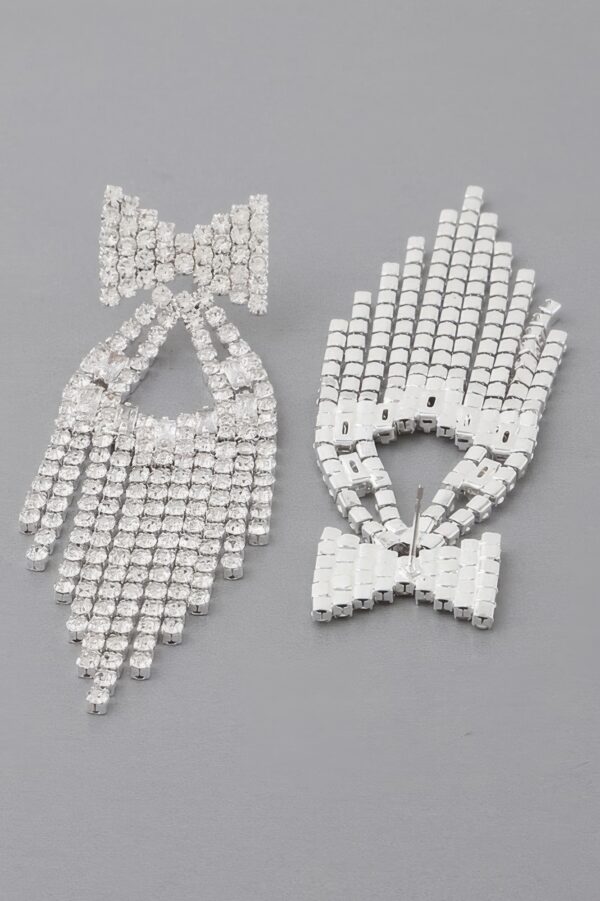 Rhinestone Ribbon Drop Earrings – Elongated Drop