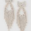 Rhinestone Ribbon Drop Earrings – Elongated Drop