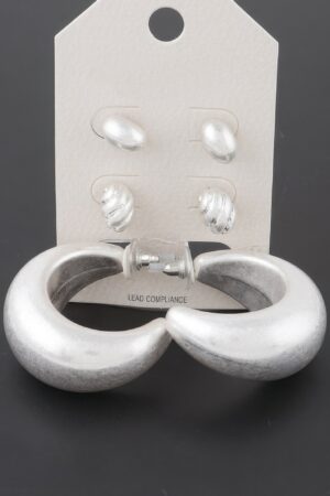 Textured Seashell Earrings Set – 1.4 in Shells