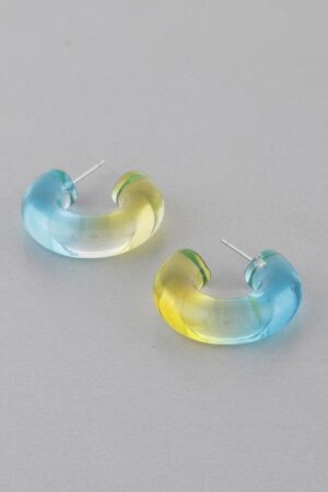 Clear Two-Tone Mini Hoop Earrings – 0.8 in