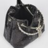 Compact Sequin Bucket Bag with Stone-Top Handle