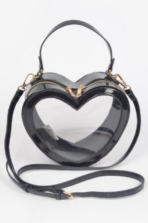 Heart-Shaped Clear Crossbody Bag – PVC & PU